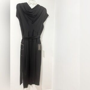 New! TRUSSARDI Boat Neck Satin Midi Dress